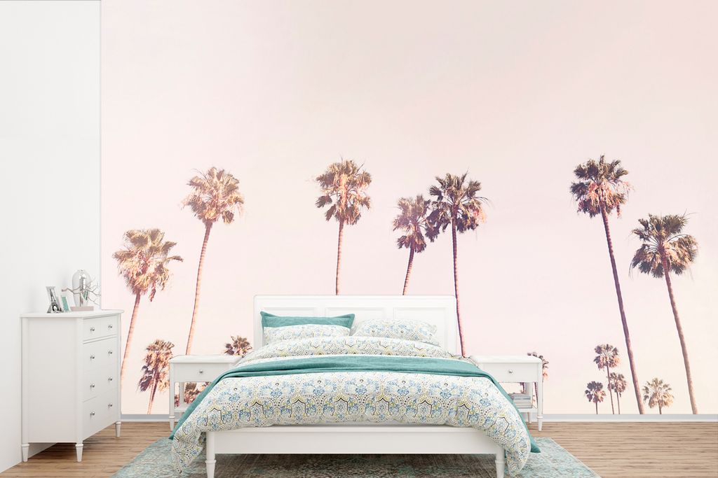 MuchoWow Fototapete für Wohnzimmer oder Schlafzimmer Wandtapete Vinyl Motivtapete Palmen - Sonne - Natur - Himmel - 360x240 cm - Vinyl-Tapete