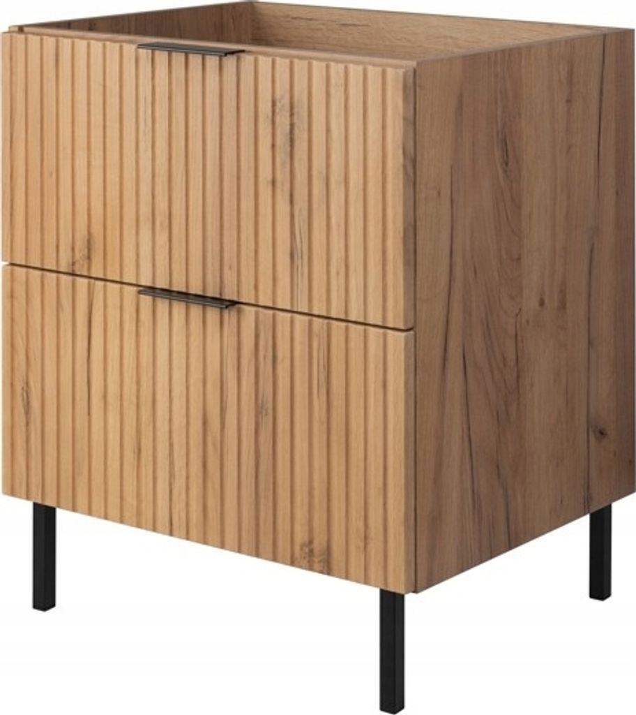 RODAN | Waschbeckenunterschrank - 60cm | Braun Matt - B/HT 60/77/46cm | Badmöbel, MDFplatte, Badezimmerschrank, Badezimmermöbel, Gold Eiche
