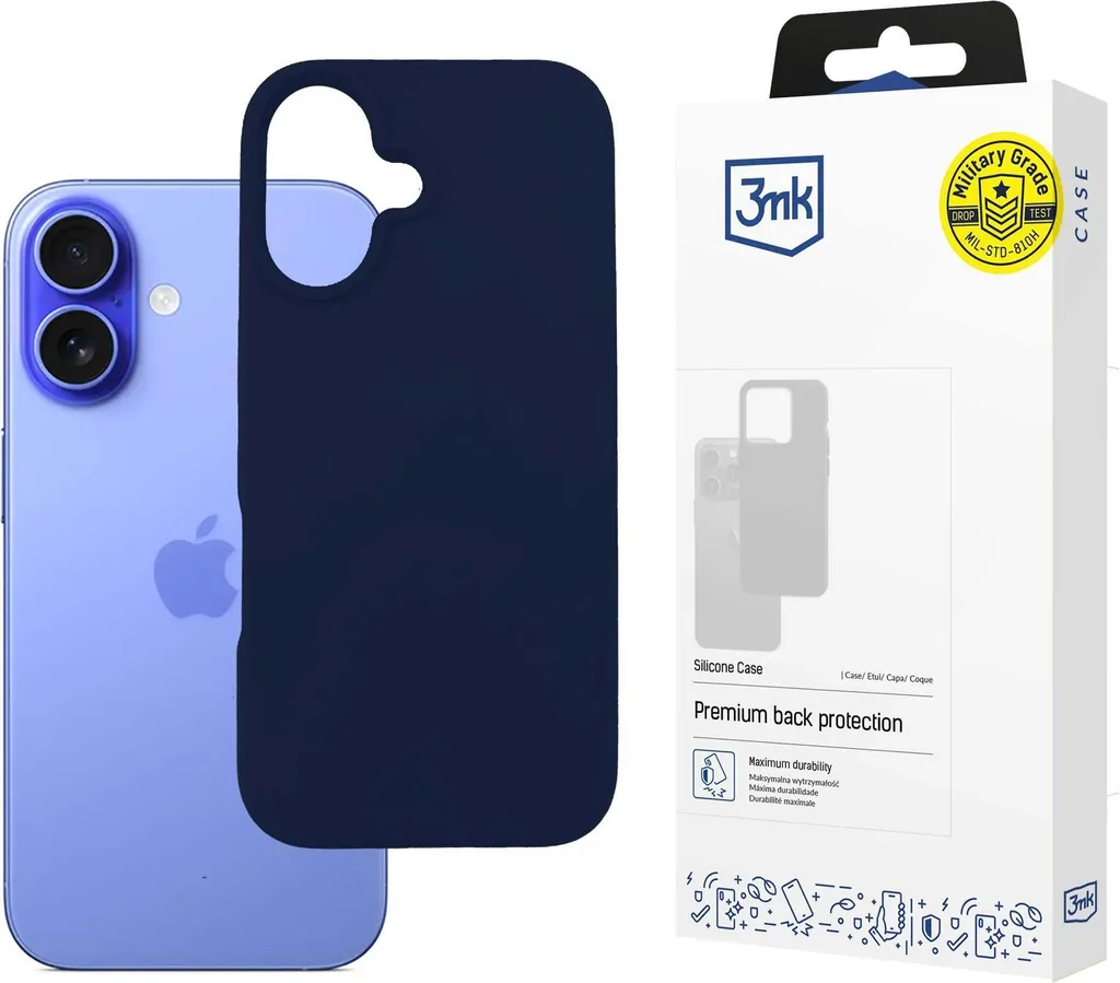 Cover iPhone 16 3mk Silicone Dark Navy - Test Caduta Militare Absorber - 4
