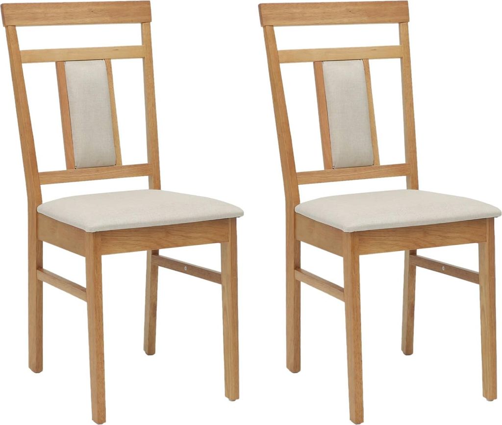 vidaXL Esszimmerstuhl 2 pcs Natürlich und hell Massives Gummiholz