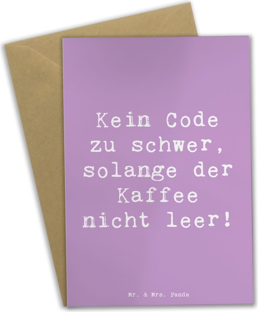 Mr. & Mrs. Panda Grußkarte Spruch Code und Kaffee - Lavendeltraum - Geschenk, kreative Geschenke, Coding, Beruf, Softwareentwicklung, Softwareentw...