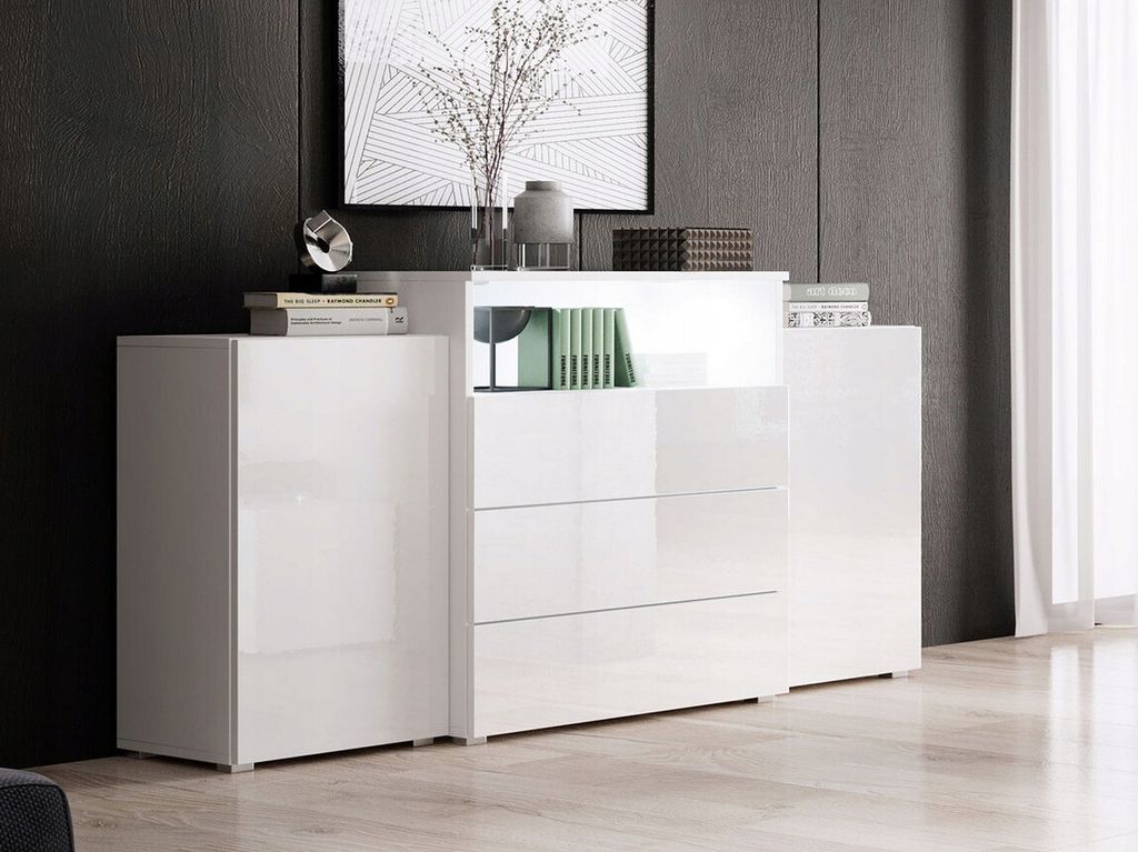 Commode combinée POSIE – blanc / blanc brillant Image du produit 