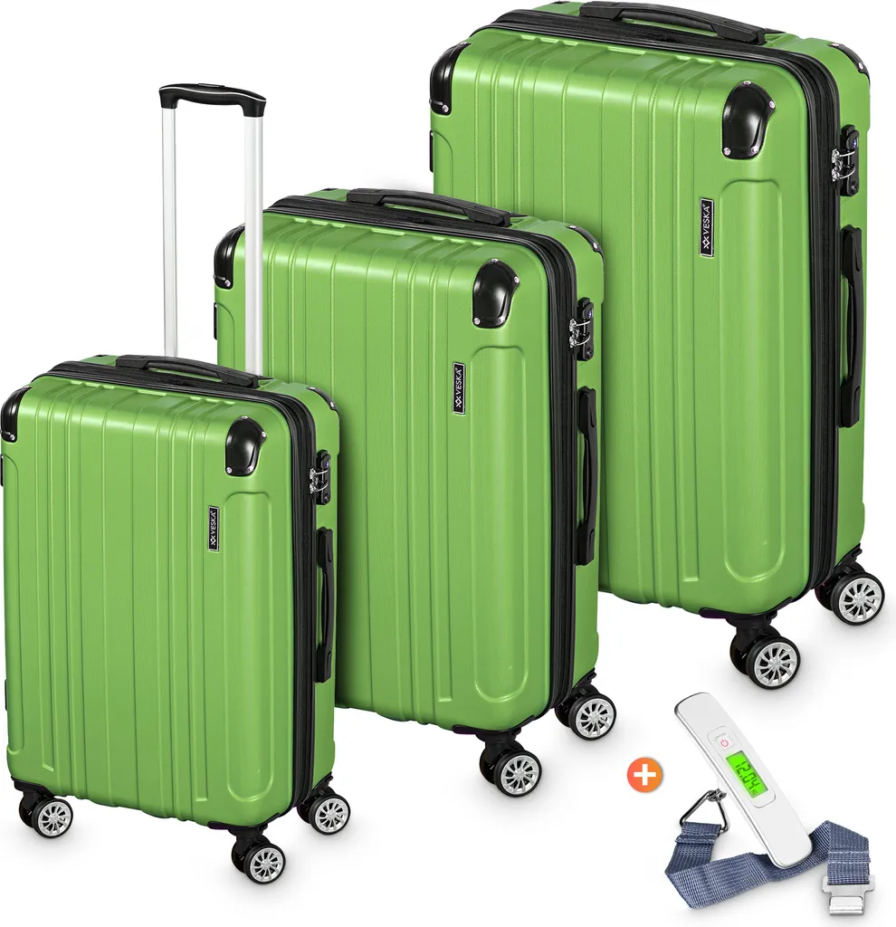 Offerta Set 3 Valigie Rigide ABS Verde Oliva Trolley TSA 4 Ruote