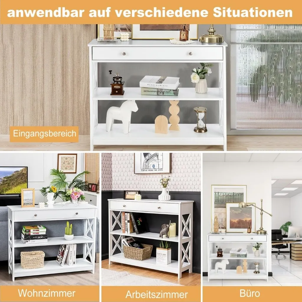 Meuble console d'entrée blanc idéal pour optimiser les petits espaces