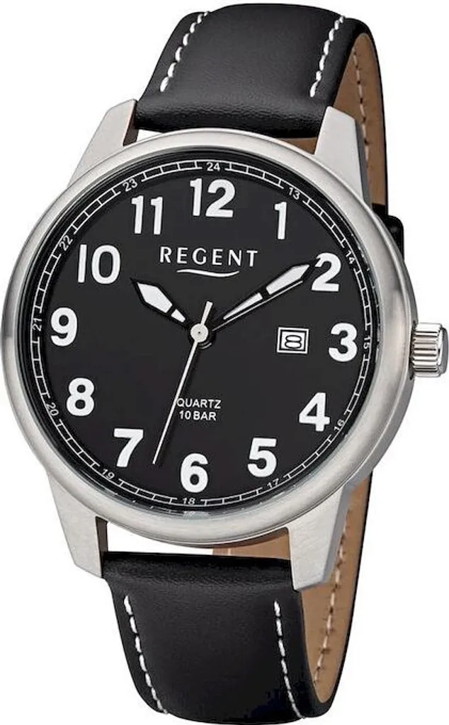 Montre homme Regent F-1238 cuir noir : précision et design classique