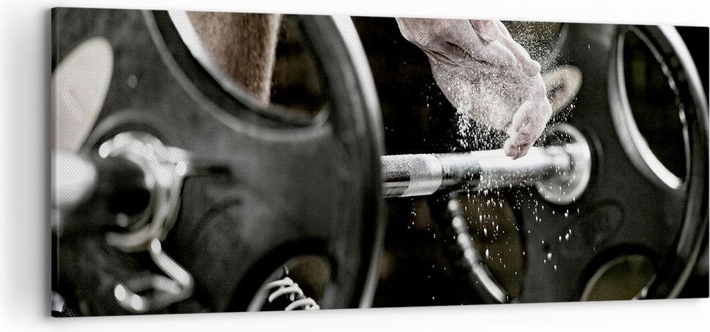 Bild auf Leinwand - Leinwandbild - Sport athlet anheben fitness - 120x50cm - Wand Bild - Wanddeko - Leinwanddruck - Bilder - Kunstdruck - Wanddekor...
