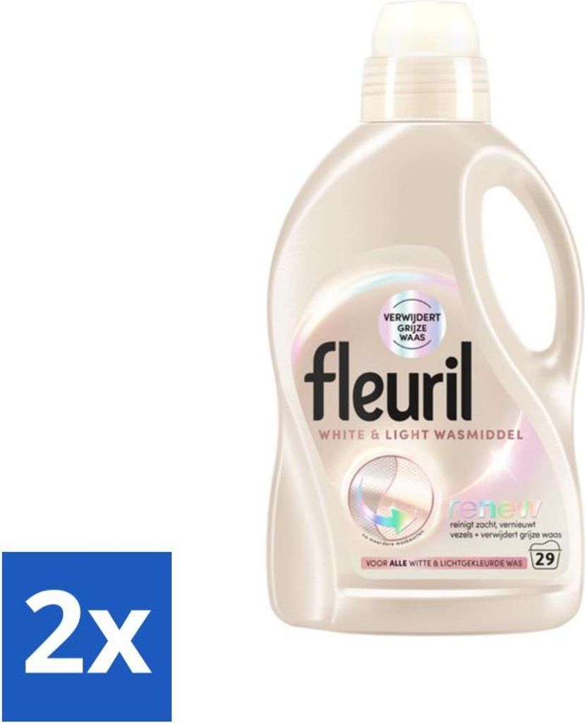 Fleuril - Waschmittel - Weißes & Helles Waschmittel - Weiße & Helle Wäsche - 29 Wäschen - Vorteilspack - 2 Stücke