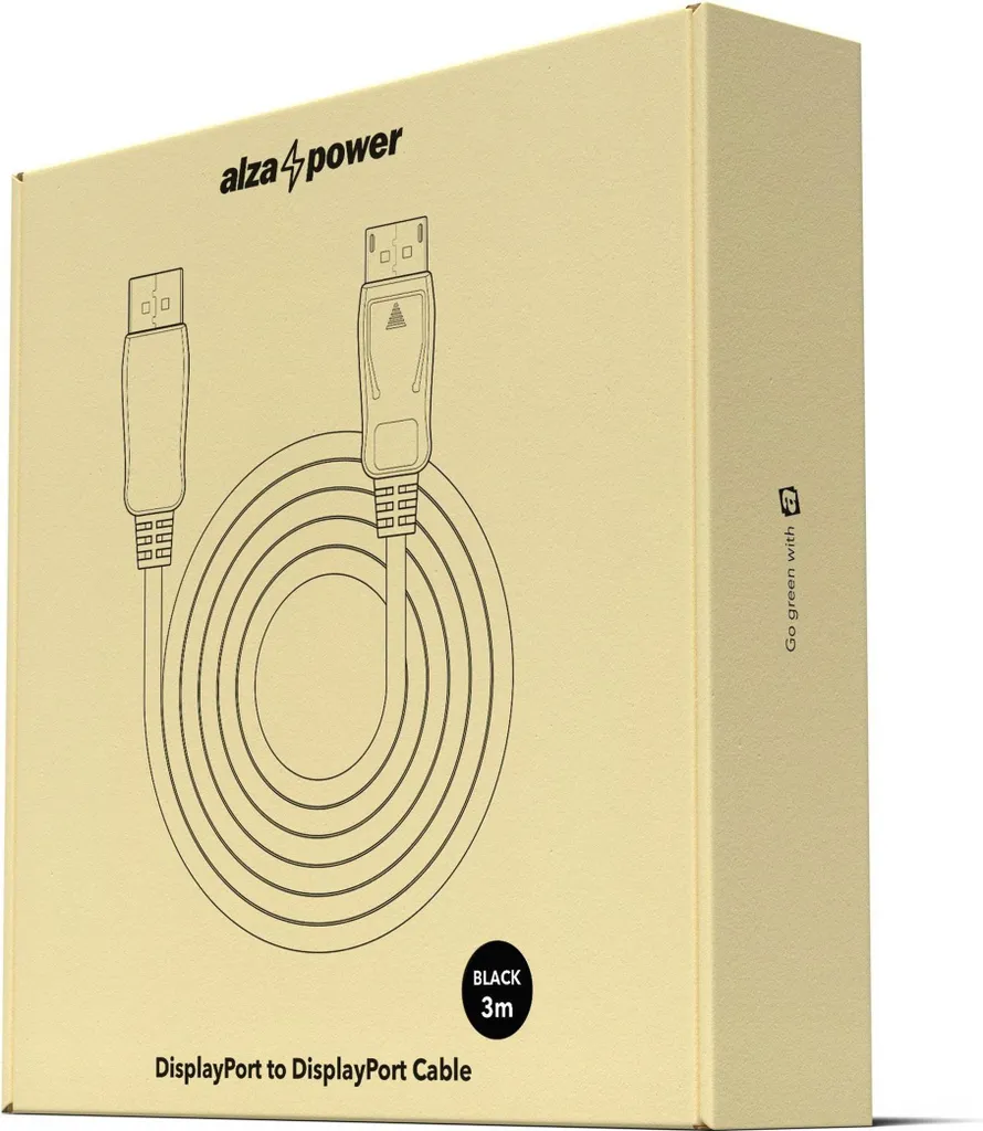 Câble DisplayPort 4K pour Écran PC AlzaPower Core 3m - Noir Mat