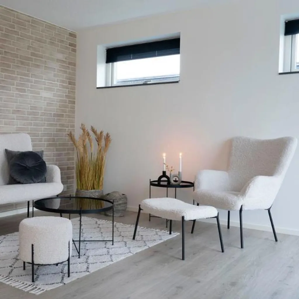 Fauteuil de lecture Glasgow blanc imitation peau de mouton chic - 17