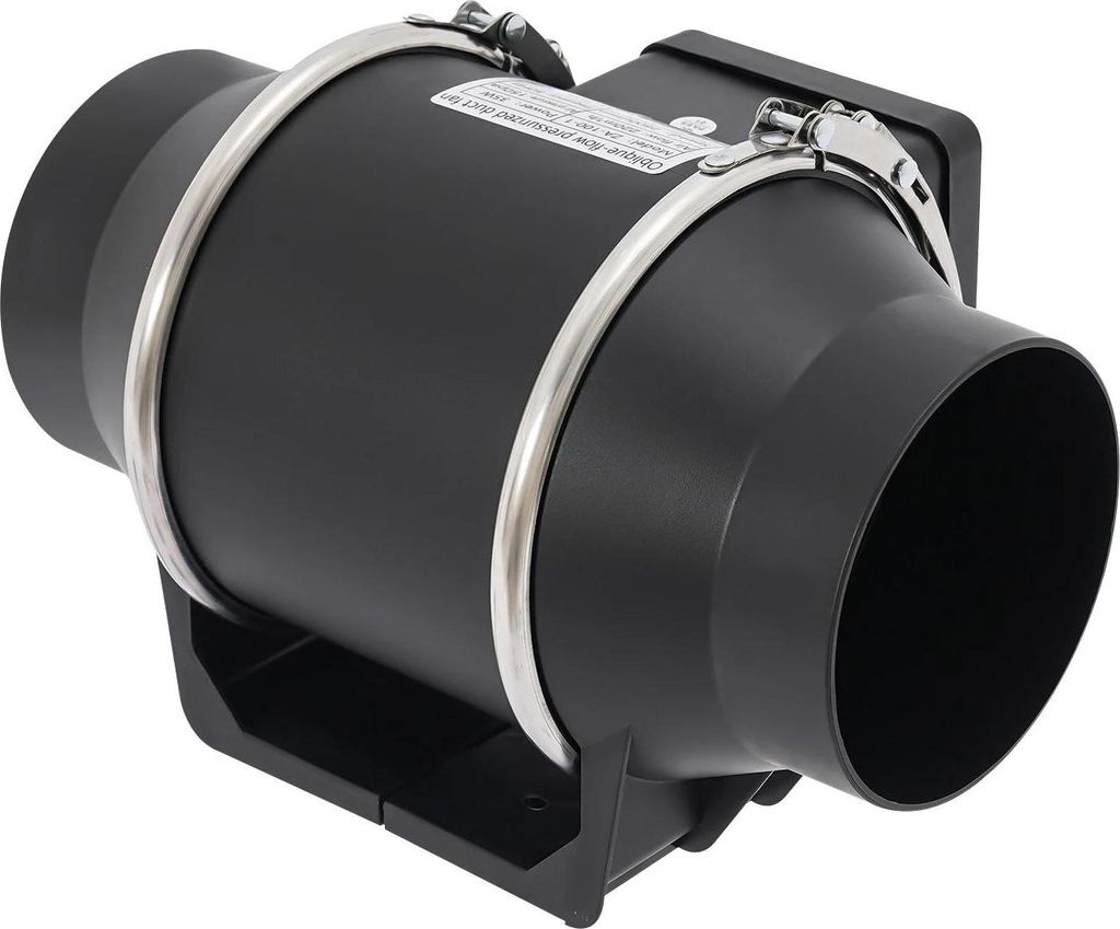 Rohrventilator - Inline Abluftventilator ZA-100-1 - 35 W - 220 m³/h Luftstrom - 2600 U/min - 150 Pa Druck - 220 V 50 Hz EU‐Stecker - Schwarz