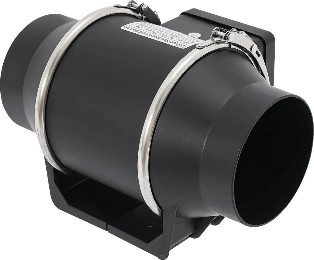 Extracteur d'air tubulaire noir 220V - Aérateur silencieux pour cuisine