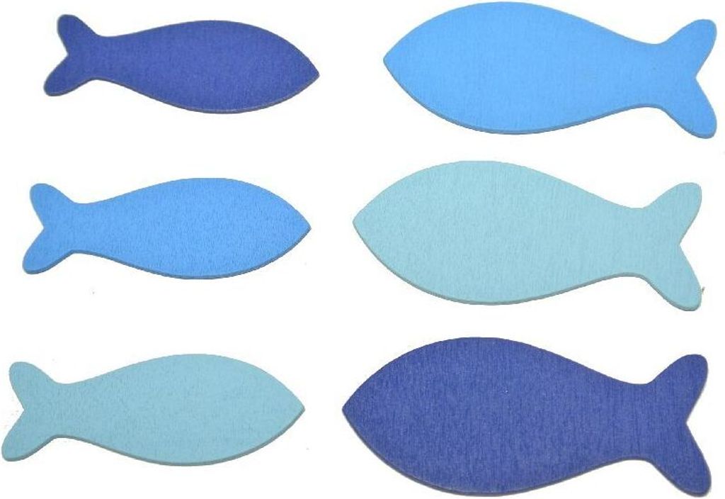 Streudeko Fisch I 72 Stück I blau I 4,5cm+6cm I Holz Kommunion Konfirmation - 0,15 € pro Stück