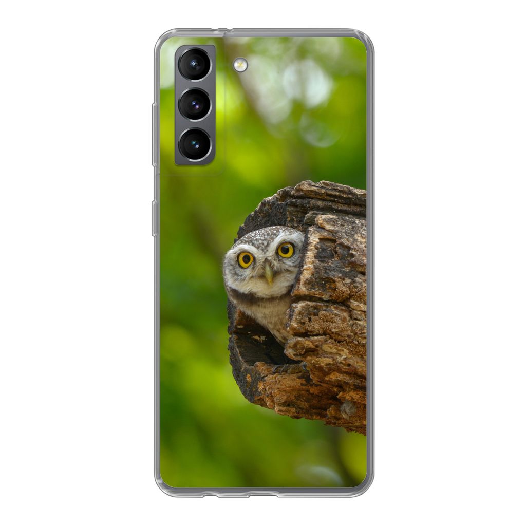 MuchoWow Handyhülle Schutzhülle Hülle für Samsung Galaxy S21 Eule - Baby - Baum Silikon Softcase Handy Hülle - Softcase