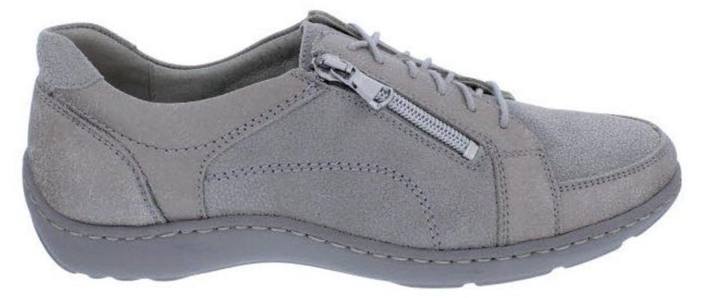Waldläufer Henni Halbschuh mit ProAktiv Fußbett 496042-337-070, Nubukleder, Hellgrau mit Metallic - Effekt, Weite H 40 1/2