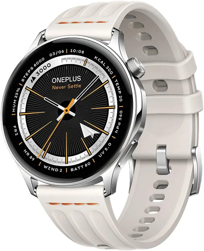 OnePlus Watch Lite 5 ATM Argent avec Écran 1,46 Pouces et GPS Autonome
