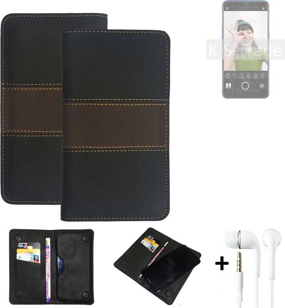 K-S-Trade Handyhülle + Kopfhörer kompatibel mit Oppo Reno A Schutzhülle Walletcase Bookstyle Tasche Schutz Case Hülle Wallet Cover Kunstleder