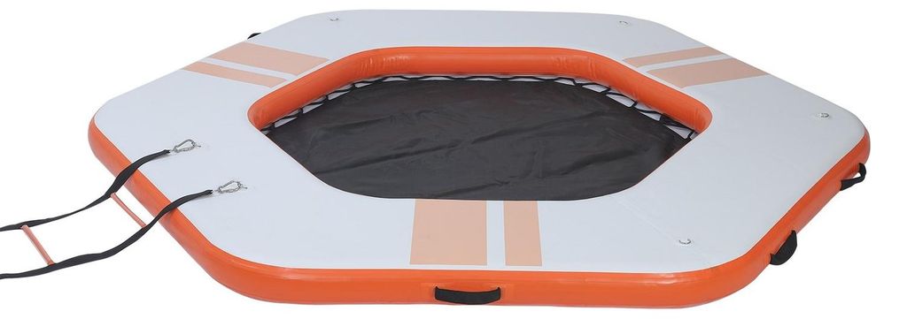 Inflatable Floating Dock, 2.6x2.6 M Inflatable Dock Platform, Non-Slip Water Mat with Portable Carrying Bag & Detachable Ladder, Floating Water Pla...