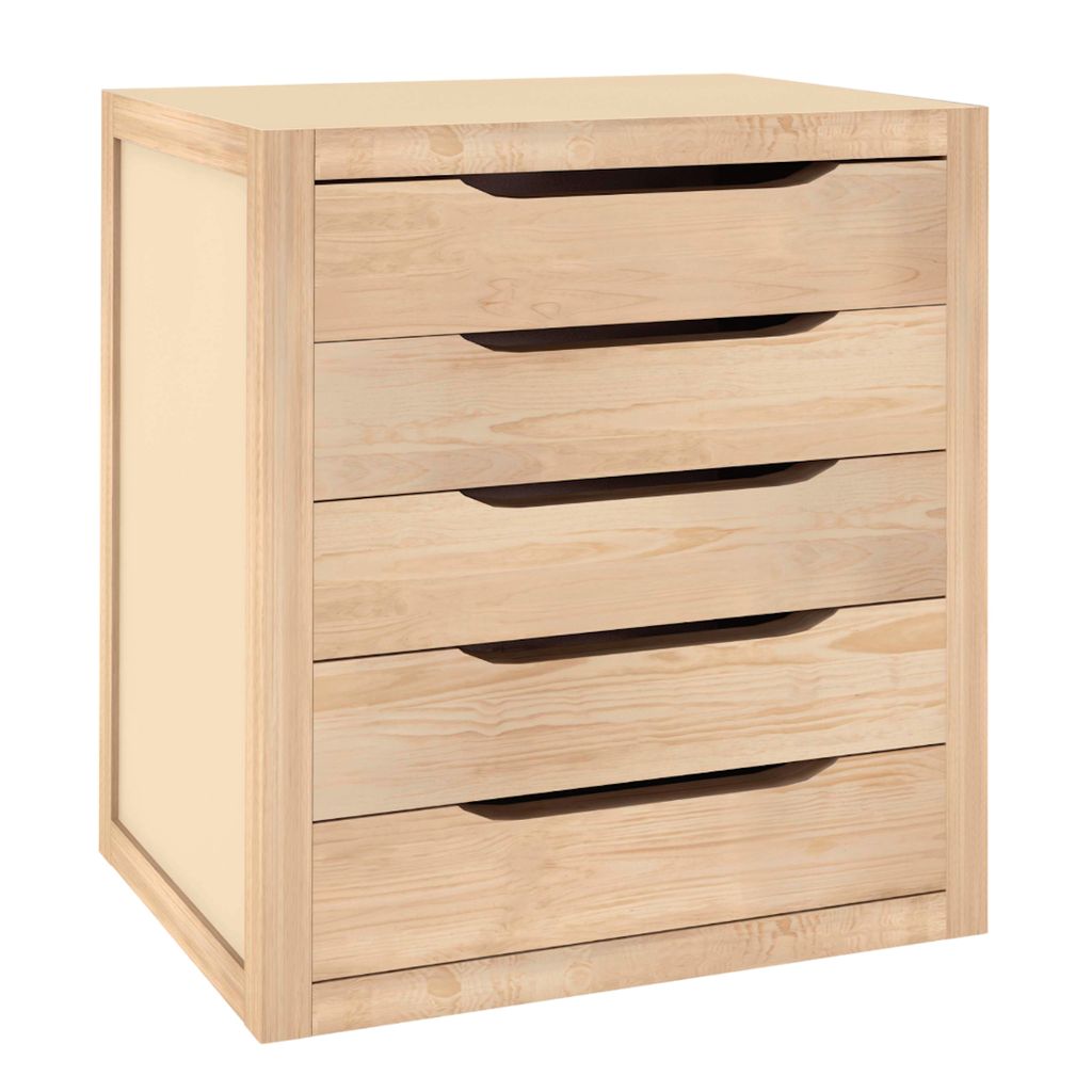 Cassettiera Natura, contenitore in legno di pino con 5 Immagine del prodotto 