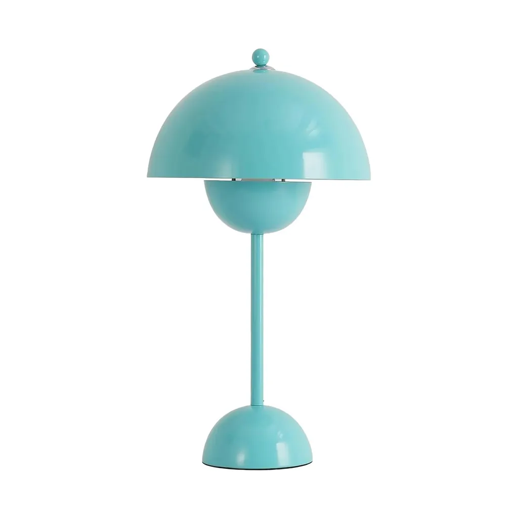 Lampe de chevet champignon bleu turquoise métal pour chambre et salon E27