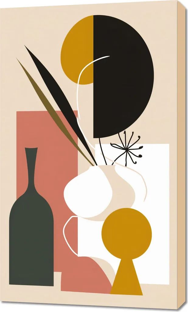 Tableau Abstrait 60 x 100 cm - Nature Morte aux Couleurs Texturées Loft