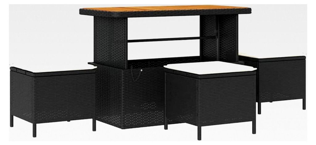 14-teiliges Garten-Sofagarnitur mit Kissen Schwarz Poly Rattan Lounge Sofa Outdoor
