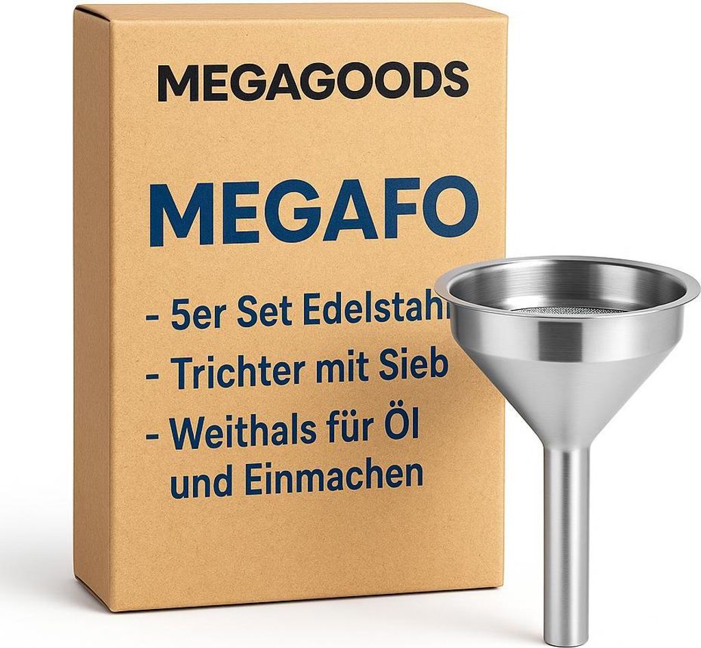 5er Set Edelstahl Trichter mit Sieb Weithals für Öl und Einmachen DE.