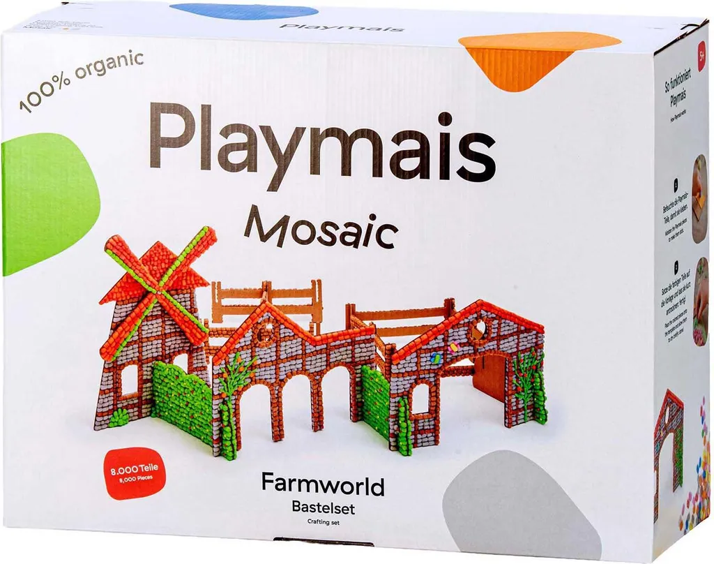 Loick Playmais Mosaïque FARMWORLD Jeu Créatif de Flocons de Maïs