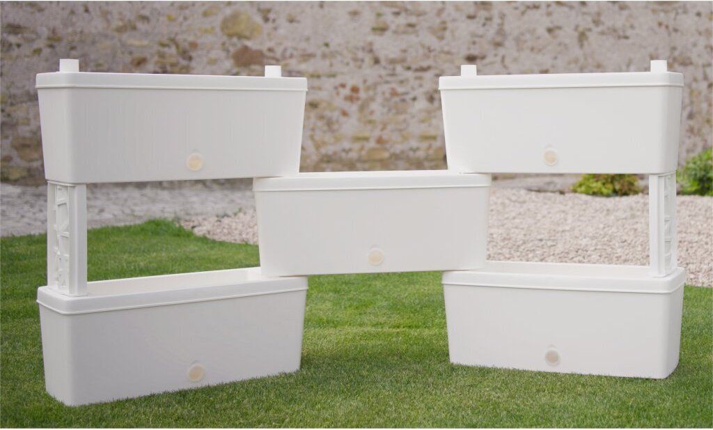 Bama Brick Koppelbare Plantenbakken 75L 59x23x27 cm 5 Stuks Wit