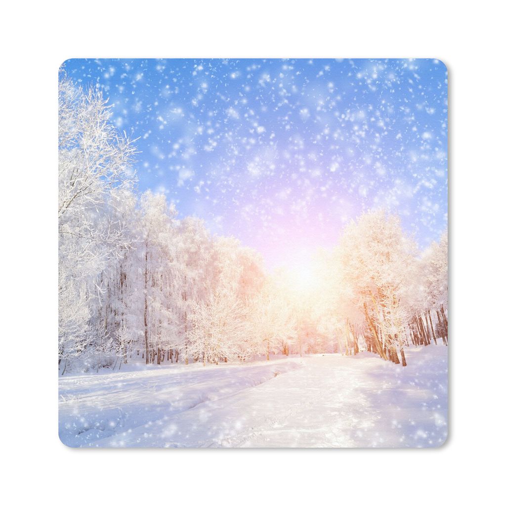 MuchoWow Mauspad Mousepad Schnee - Sonne - Winter 30x30 cm - Mousepads - Maus Mat - Pad - Mausunterlage - Gaming