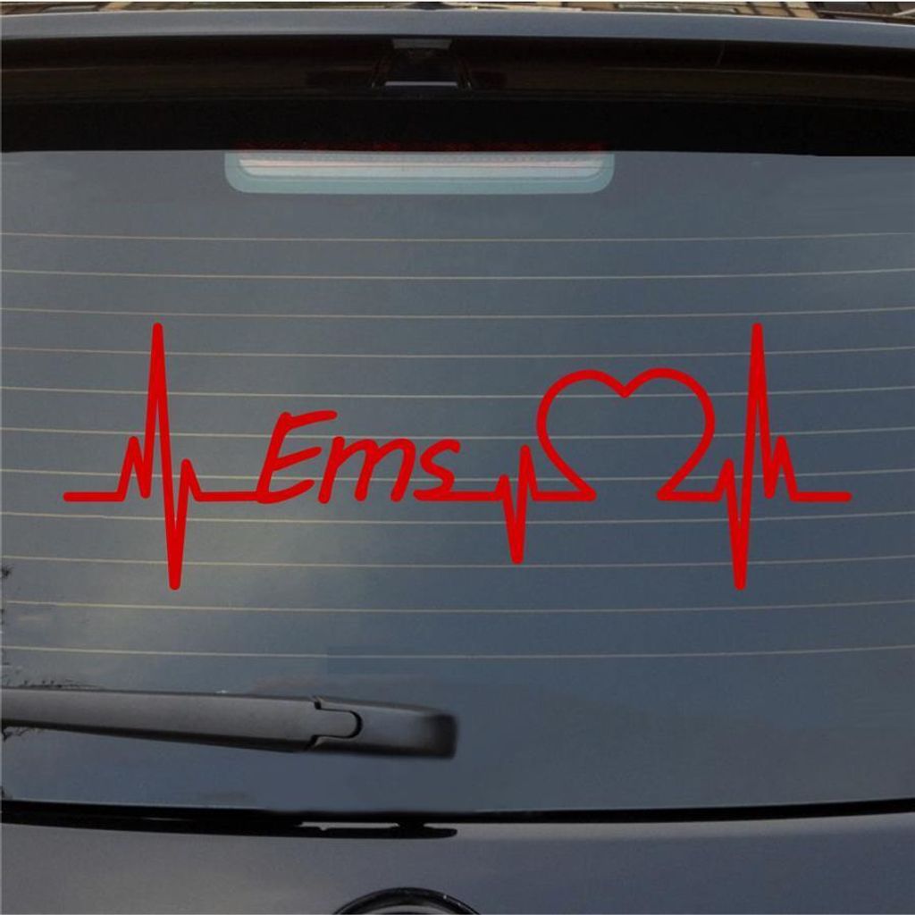 Heckscheibenaufkleber EMS Herzschlag Puls Fluss River Wasser Liebe 55x18 cm Rot Auto Aufkleber Sticker