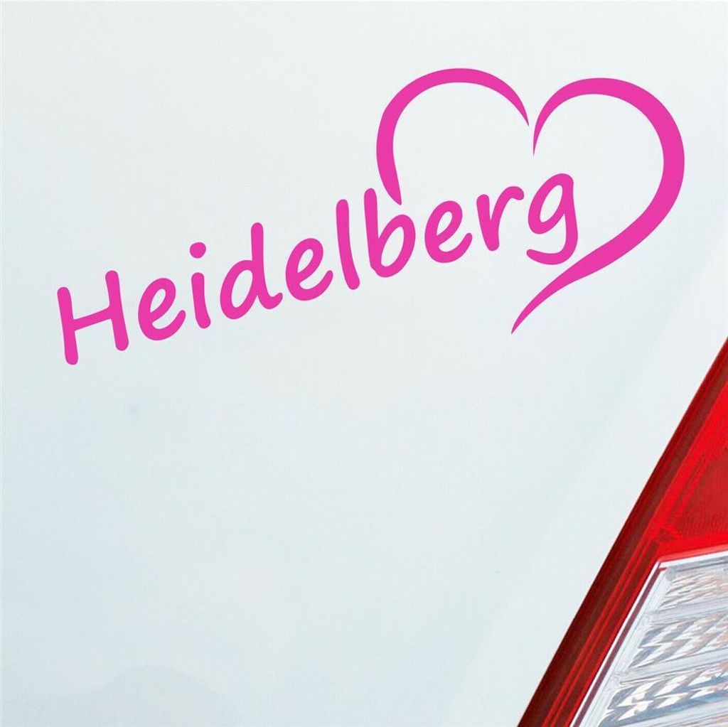Auto Aufkleber Heidelberg Herz Stadt City Liebe Love 19x8 cm Pink Sticker Heckscheibenaufkleber