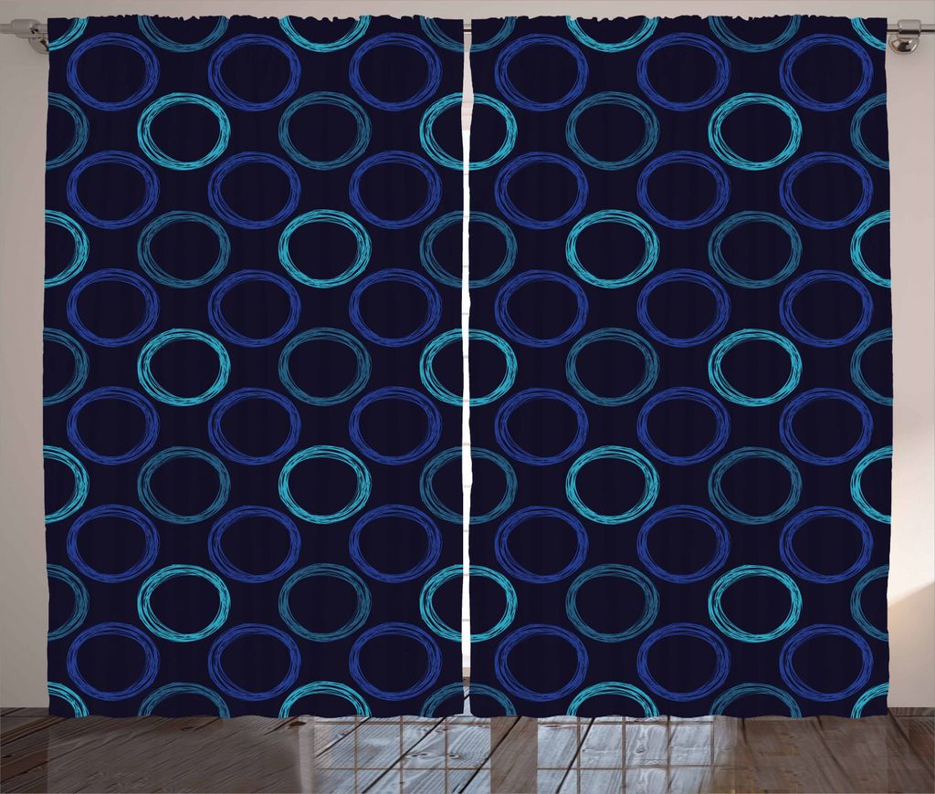 ABAKUHAUS Geometrisch Rustikaler Vorhang, Gekritzel-Kunst-Kreise, Wohnzimmer Universalband Gardinen mit Schlaufen und Haken, 280 x 225 cm, Hellblau...