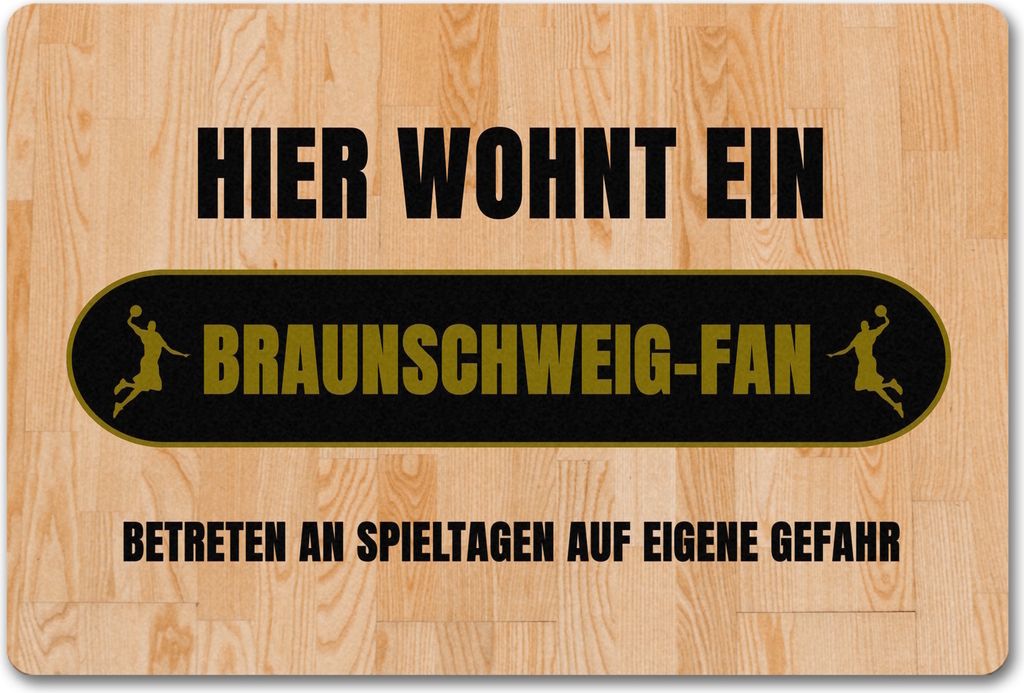 Hier wohnt ein Braunschweig-Fan Fußmatte in 40x60 cm ohne Rand mit