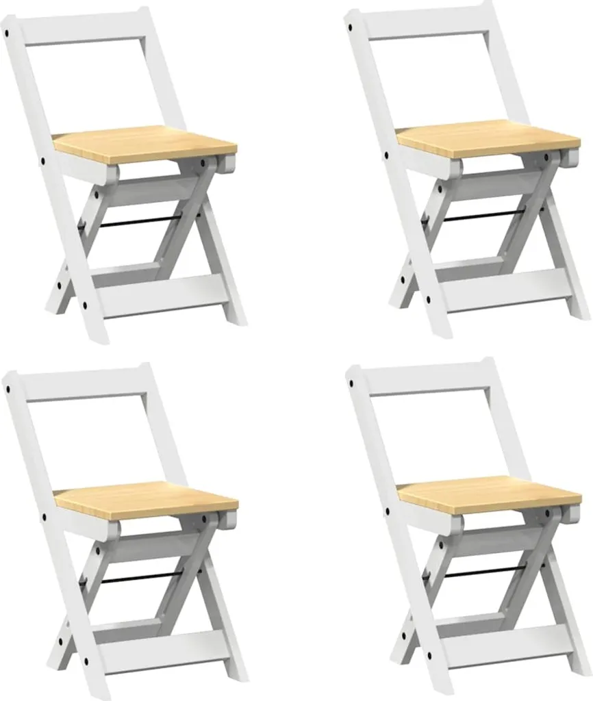 Chaise pliante vidaXL Corona en pin massif blanc design gain de place