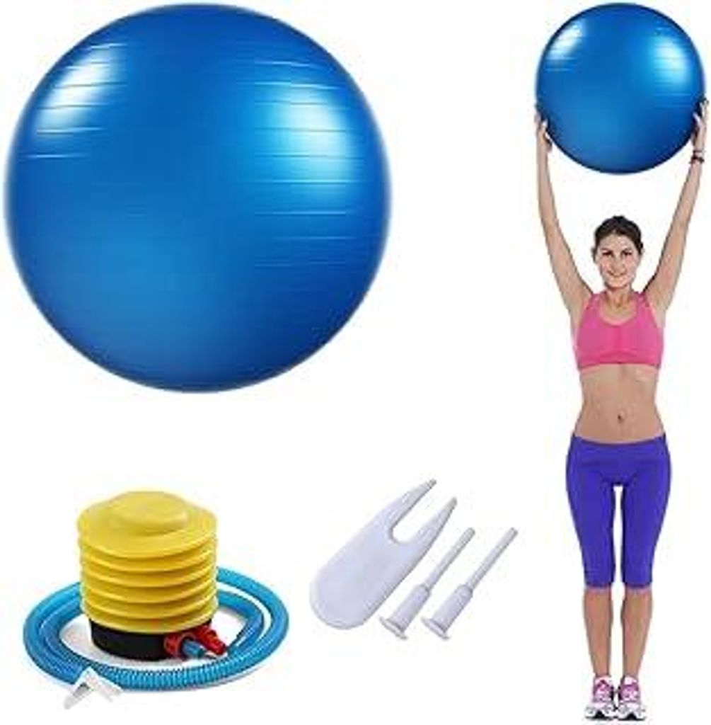 Gymnastikball 55cm, Gymnastikbälle, Fitness Ball mit Aufblasbarer Fußpumpe, Gymnastikball, Fitnessball, Trainingsball Fitnessball, Pilates Ball, ...