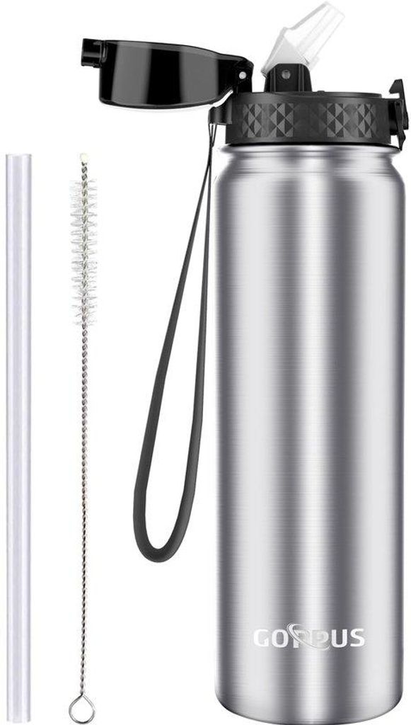 Isolierte 1L Edelstahl-Trinkflasche