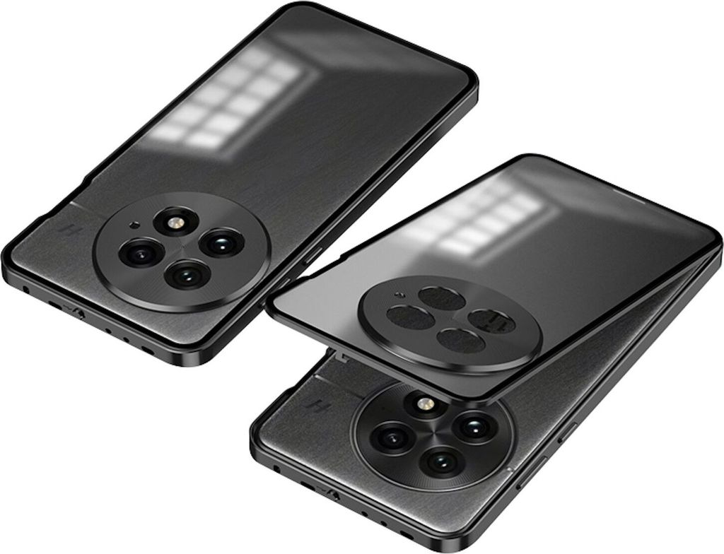 Für OnePlus 13 Snap Verschluss Metall Rahmen Mattierte Handy Hülle Cover Schwarz