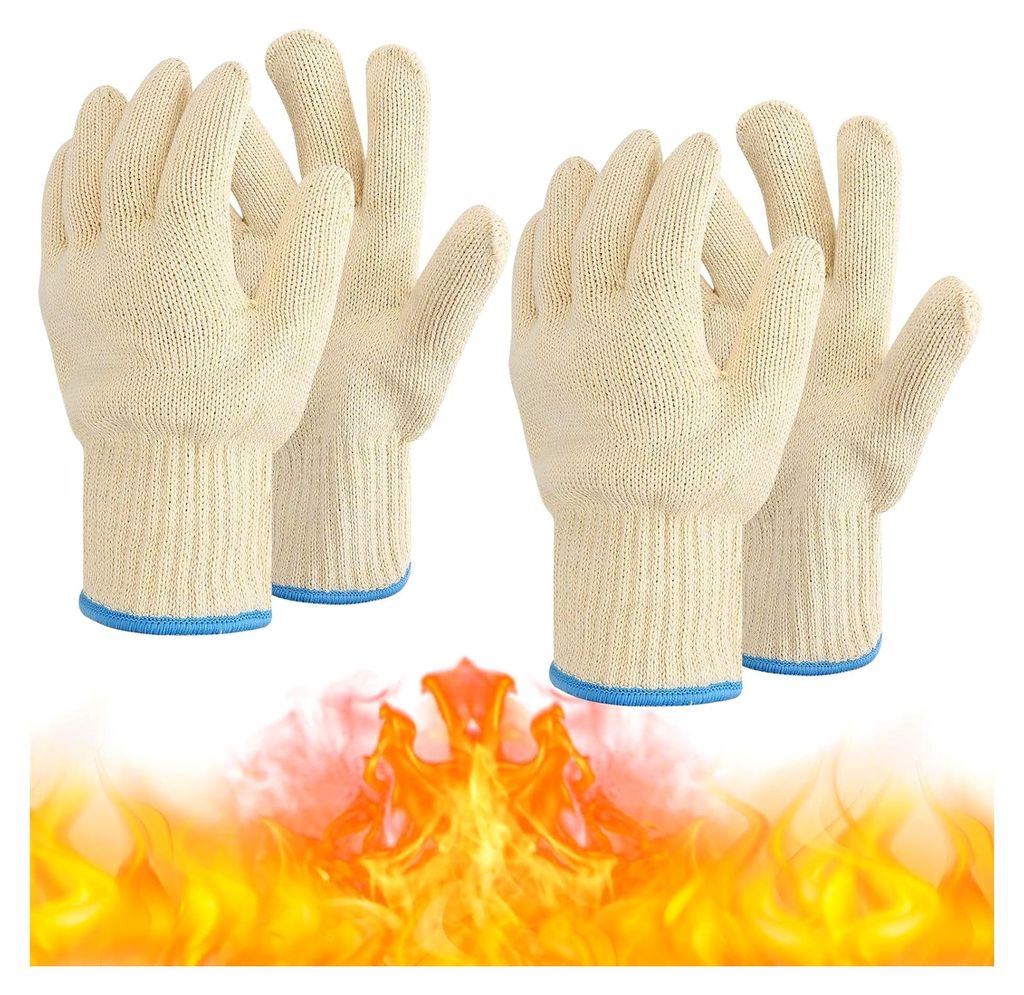 Hitzebeständiger Ofenhandschuh, Grillhandschuh, für Innen- und Außenbereich, Baumwolle, dick, für hohe Temperaturen