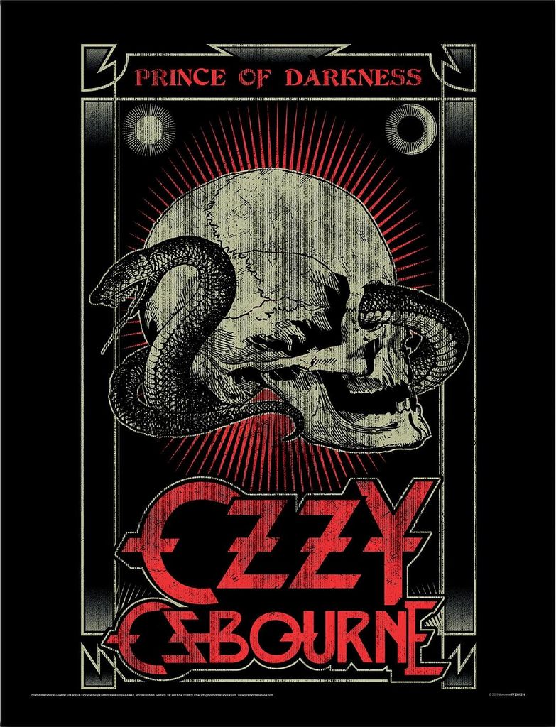 Ozzy Osbourne - "Prince Of Darkness" Gerahmtes Poster PM12983 (40 cm x 30 cm) (Schwarz/Rot)