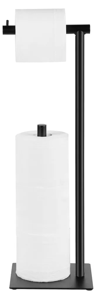 Porte-papier toilette noir sur pied au style industriel chic et sobre