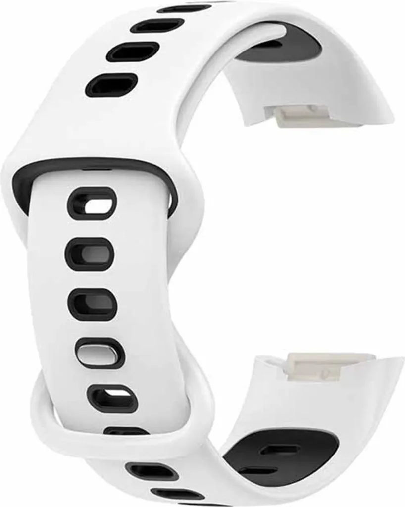 INF Cinturino Sportivo Fitbit Charge 6/5 Silicone Bicolore Nero Bianco