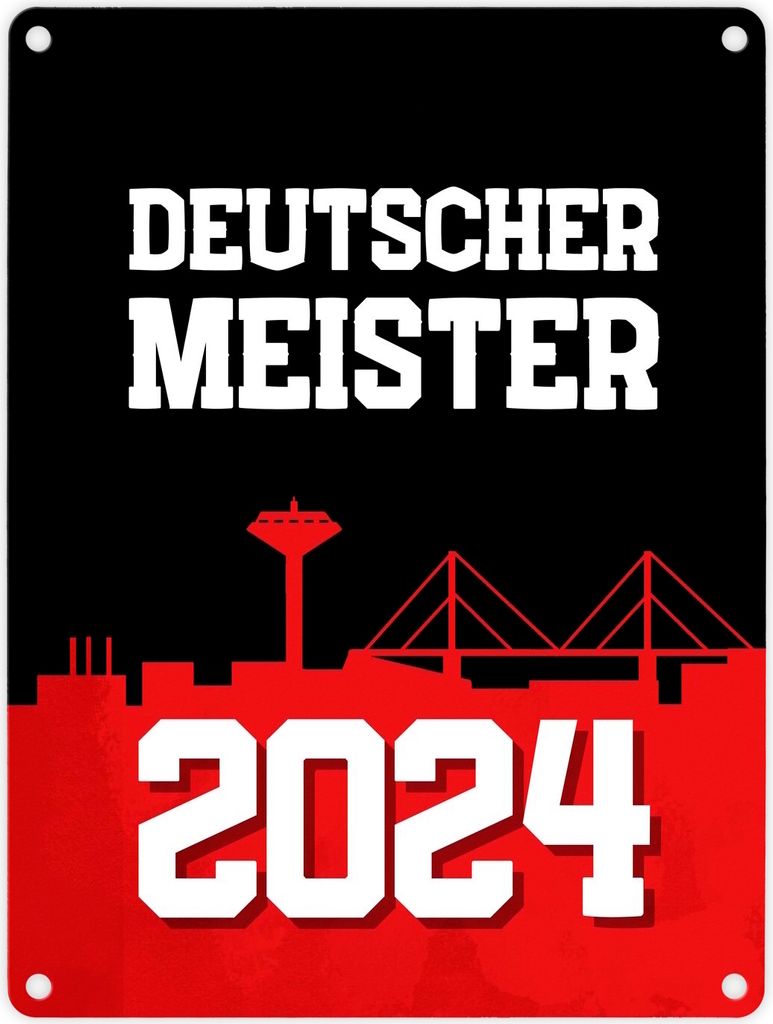 Leverkusen Metallschild in 15x20 cm mit Spruch Deutscher Meister 2024
