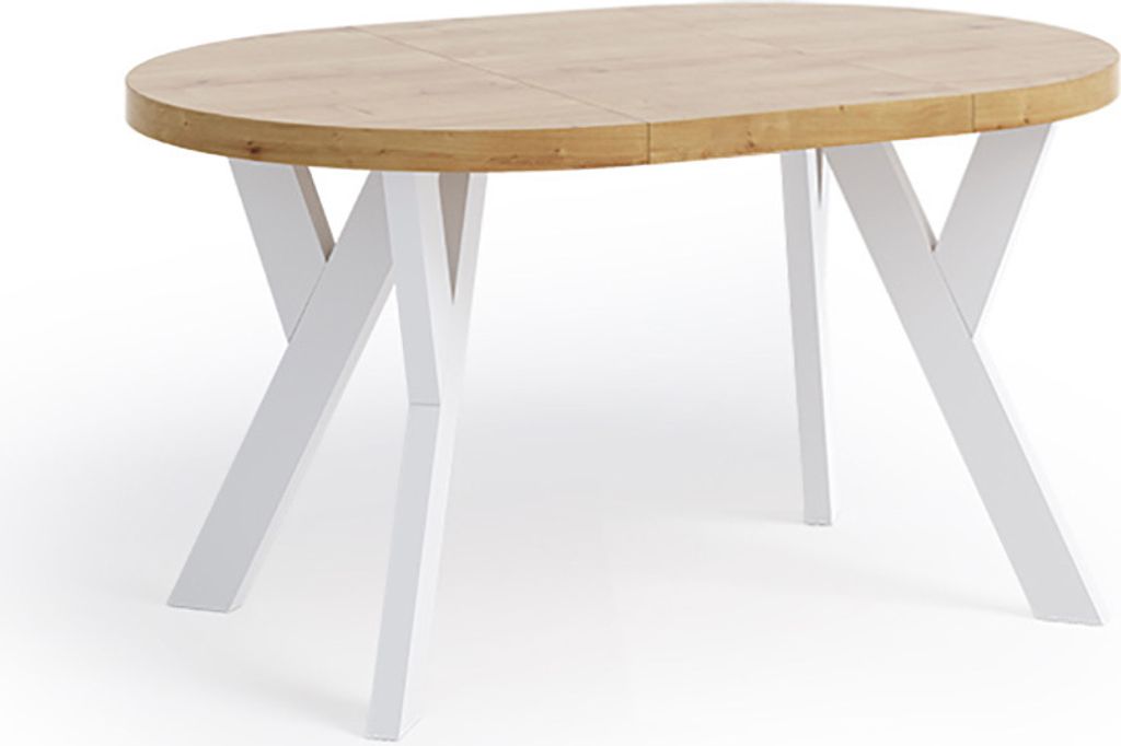 Ausziehbarer Esstisch Dona Weiß/Buche - Für 4-8 Personen 110-150cm