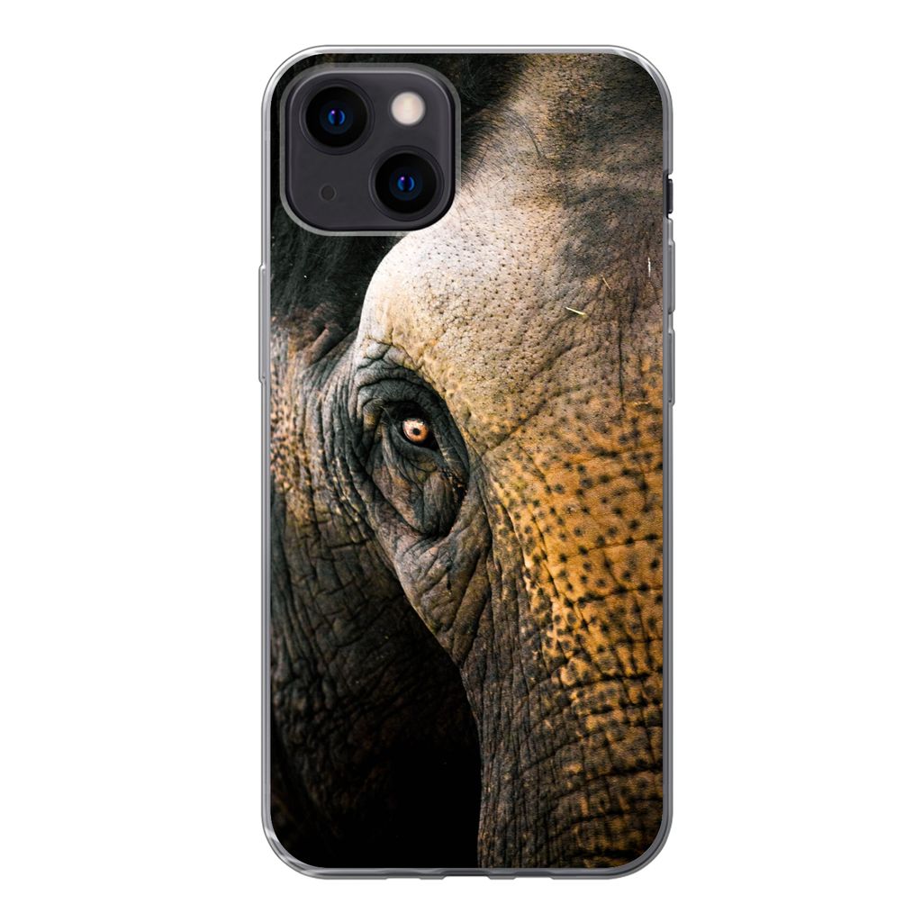 MuchoWow Handyhülle Schutzhülle Hülle für iPhone 13 mini Elefant - Nahaufnahme - Tiere - Natur Silikon Softcase Handy Hülle - Softcase