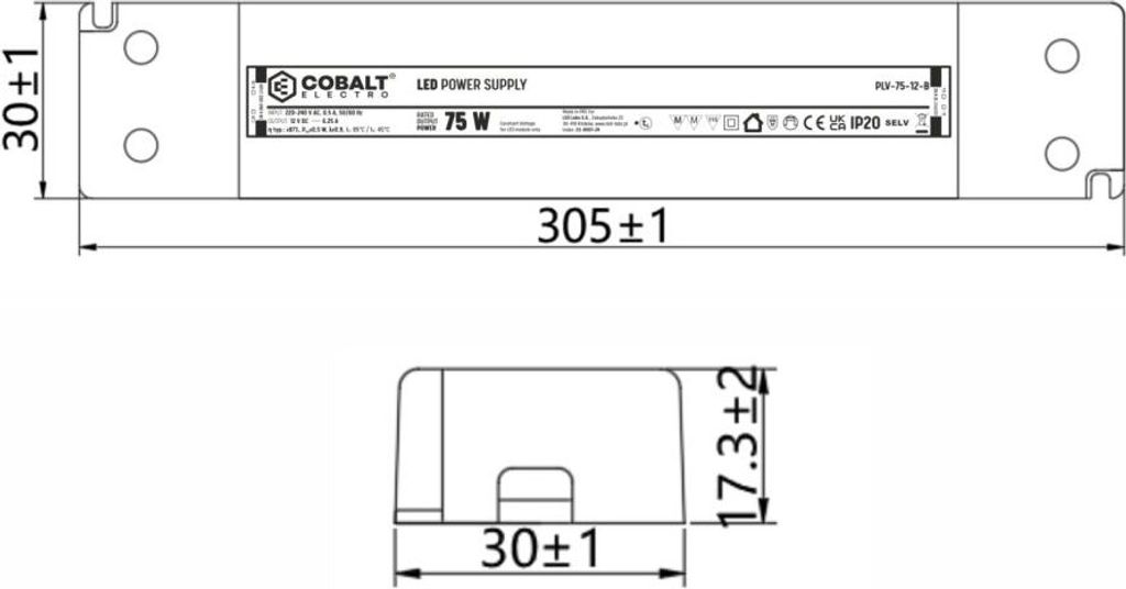 PLV LED-Netzteil 75W, 12V | IP20 Schutzart | Kompakt, Effizient & Sicher, Trafo für LED-Beleuchtung
