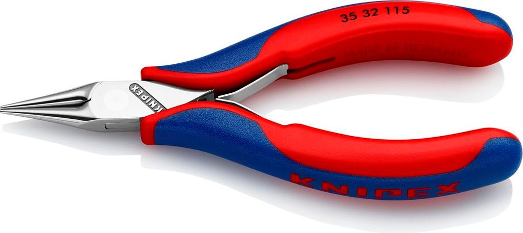 Knipex Elektronik-Greifzange DIN ISO 9655 Länge 115mm rund spiegelpoliert 2K-Hüllen - 35 32 115 SB