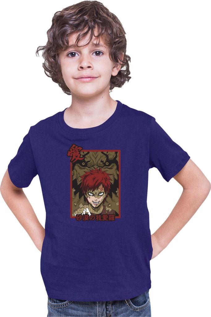 Kinder T-Shirt Japan Anime Manga Naruto Gaara Shukaku, 5-6 Jahr - 116 / Dunkelblau