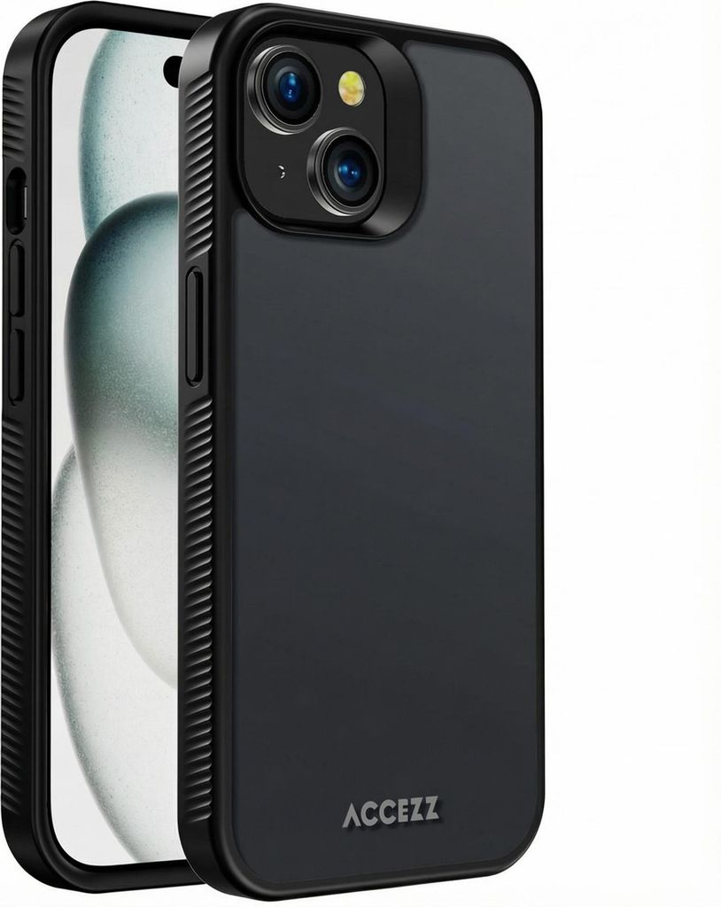 Accezz Rugged Frosted Back Cover iPhone 15 - Schwarz Produktbild 