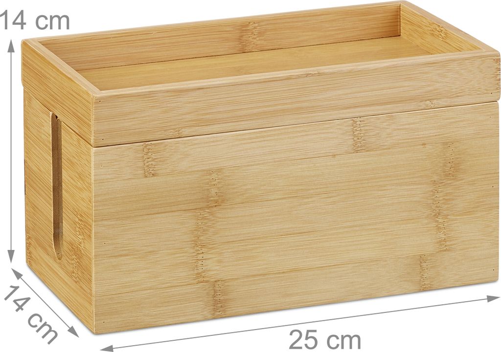 relaxdays Kabelbox Bambus Produktbild 3