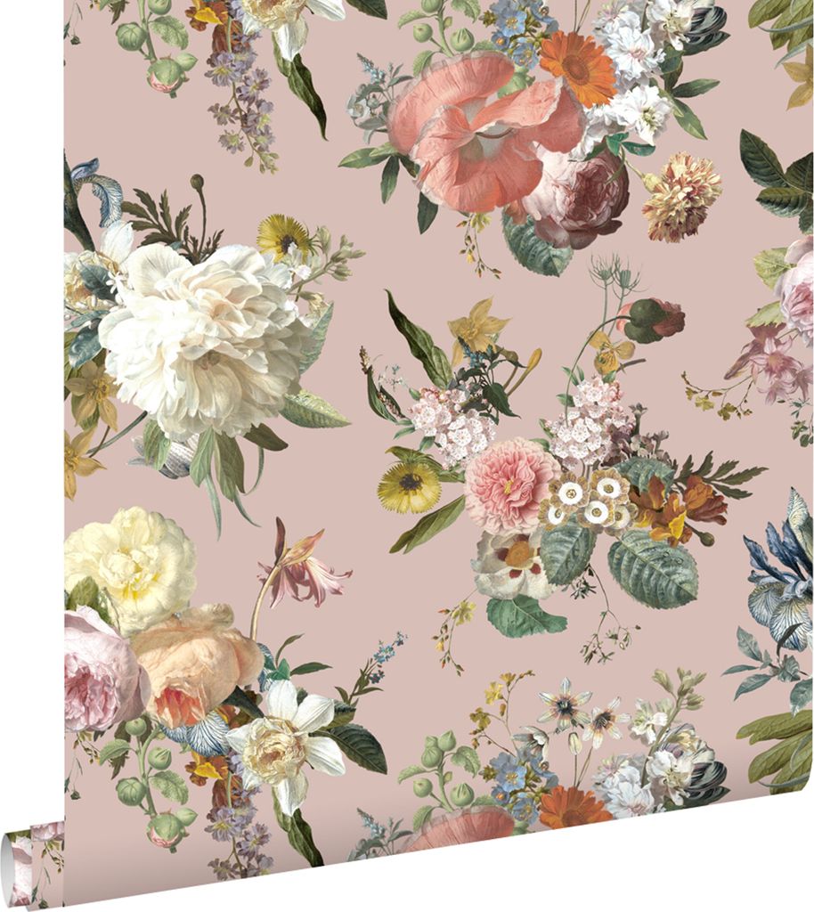 ESTAhome Tapete Blumenmuster Altrosa 53 cm x 10.05 m